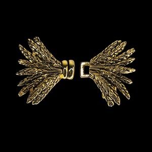 Vintage PAQUETTE Signed Harvest Wheat Belt Buckle Goldtone Brass Country Farm